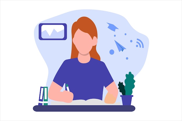 Online learning flat illustration design