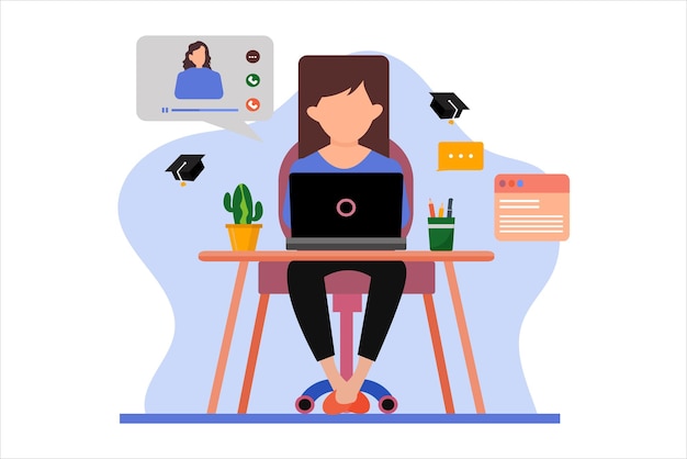 Online learning flat illustration design