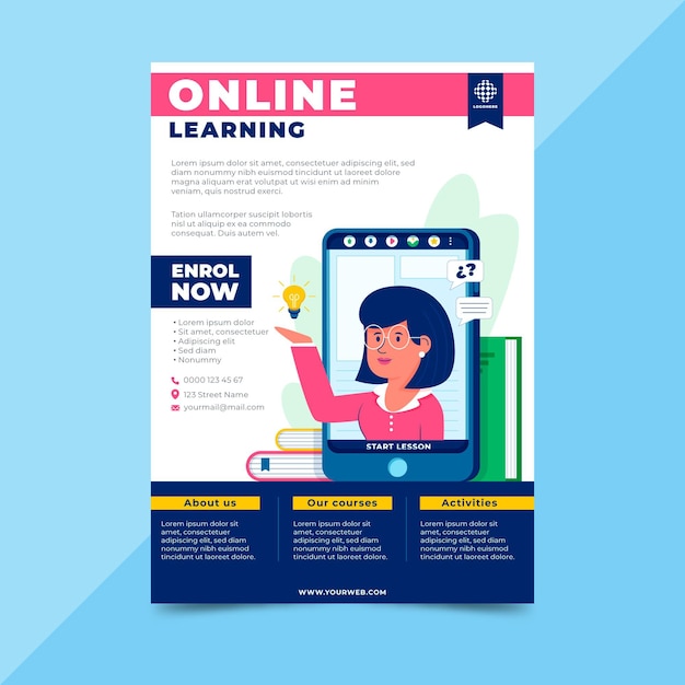 Vector online learning flyer template