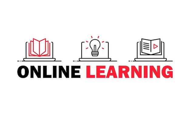 online learning icon or studying at home.