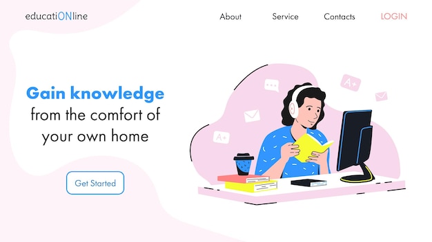 Online learning landing page vector