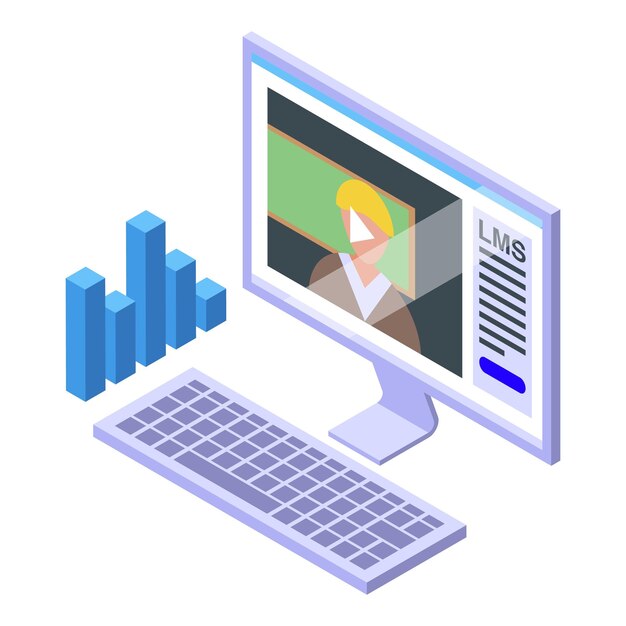 Online les icoon isometrische vector Leersysteem Computeronderwijs