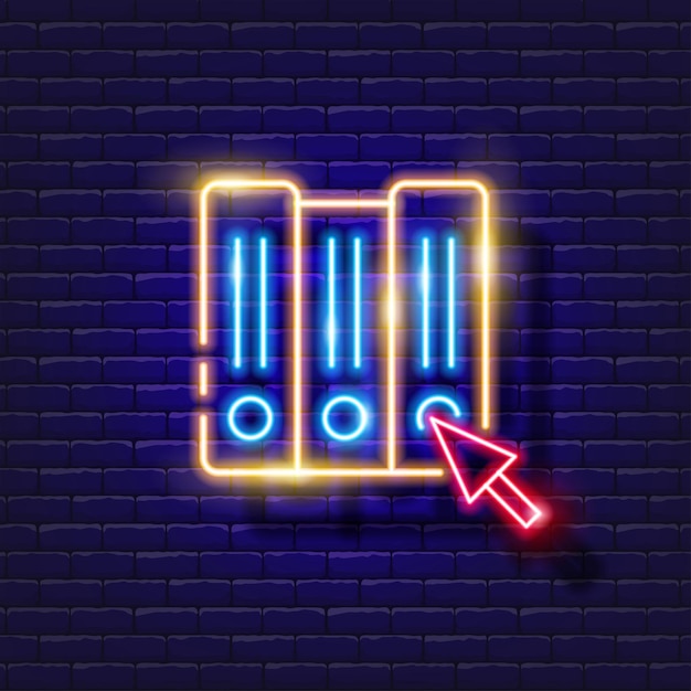 Online library digital library eeducation icon Neon glowing vector illustration