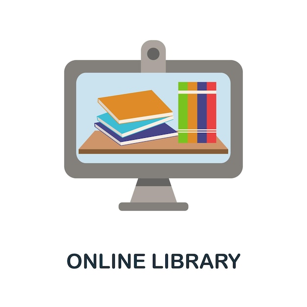 Online Library icon Simple element from online education collection Creative Online Library icon for web design templates infographics and more