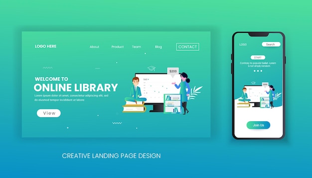 Online library landing page template