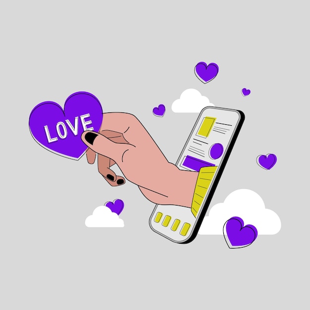 Online liefde concept illustratie