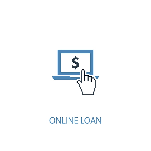 Online loan concept 2 colored icon. simple blue element illustration. online loan concept symbol design. can be used for web and mobile ui/ux