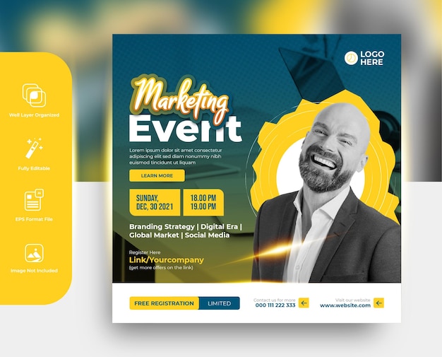 Online marketing event marketing square social media poster or banner post template