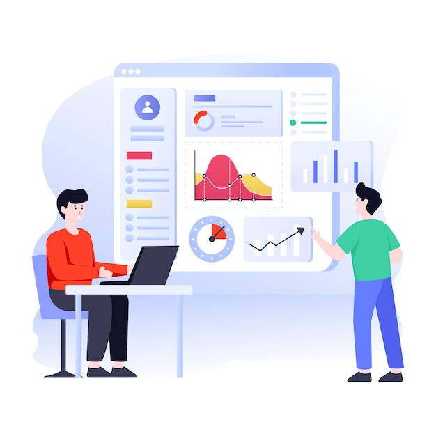 an online marketing flat illustration in editable design