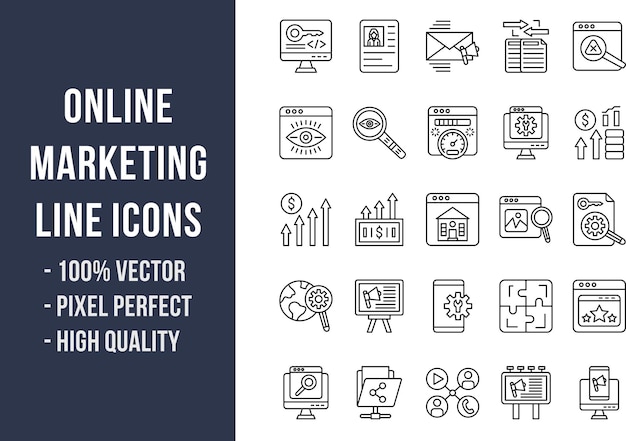 Online Marketing Line Icons