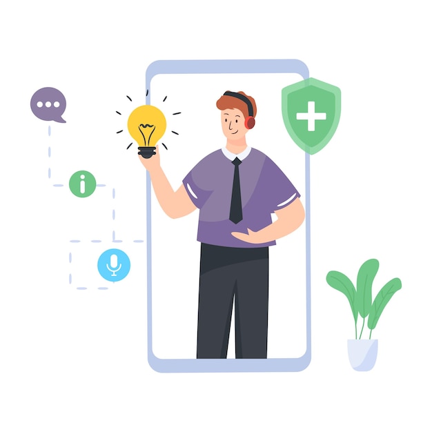 An online medical assistant in flat illustration