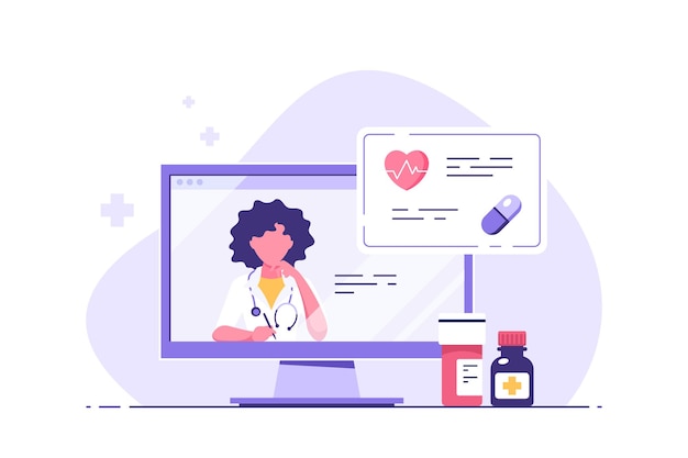 Vector online medical consultation concept illustration