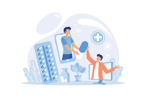 Online medical consultation and medicine professional doctor connecting and giving a consultation