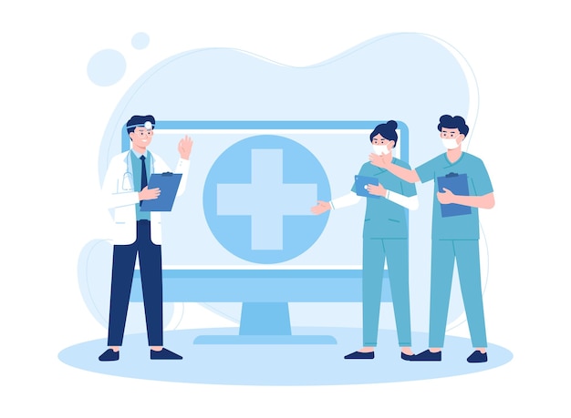 online medical consultation service concept flat illustration