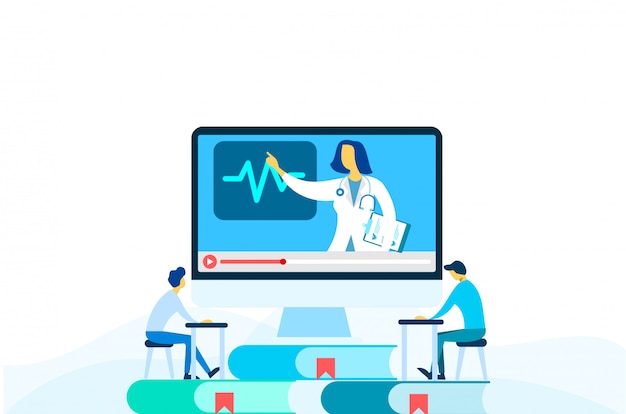 Vector online medical education illustration