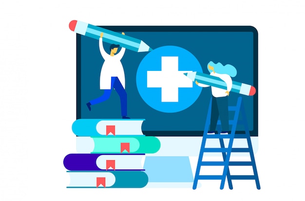 Vector online medical education illustration