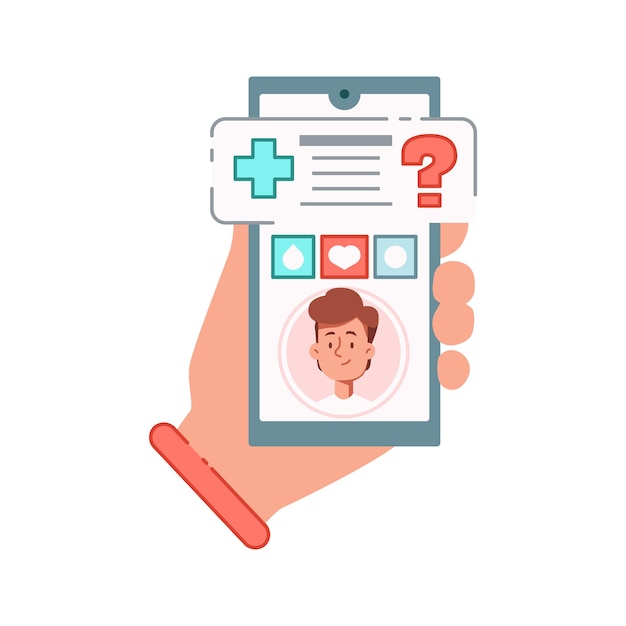 Online medicine composition with image of smartphone with medical application