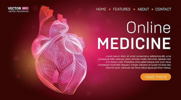 Online medicine landing page template or medical hero banner design concept Human