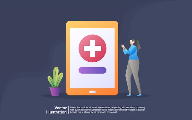 Online medisch concept. Online geneeskunde illustratie concept