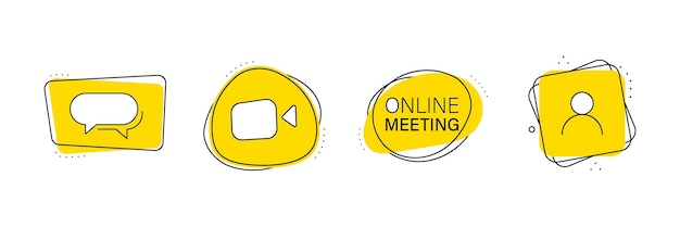 Online meeting label set video call concept