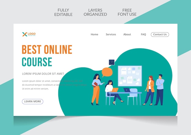 Vector online mentoring landing page and web banner editable template