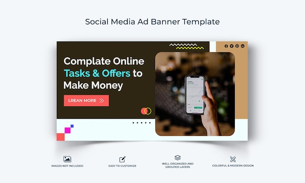 online money earnings facebook ad banner template