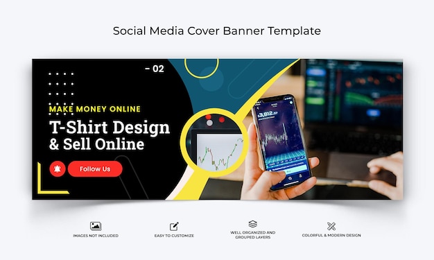 Vector online money facebook cover banner template