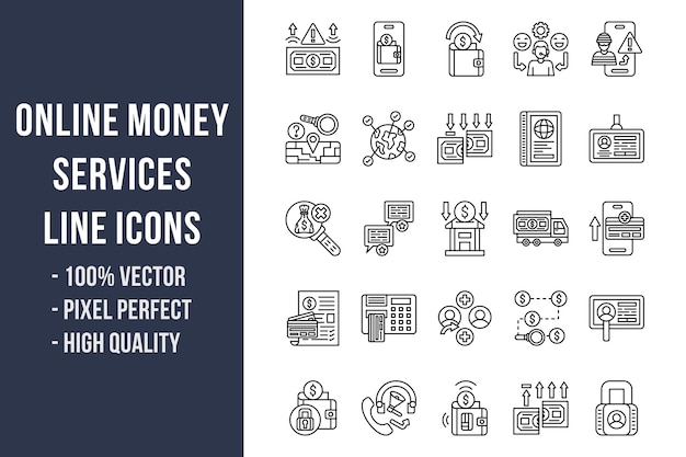 Online Money Services Line Icons