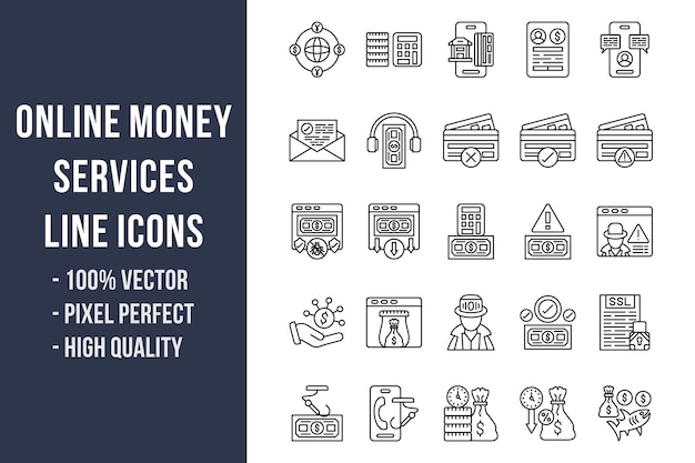 Online Money Services Line Icons