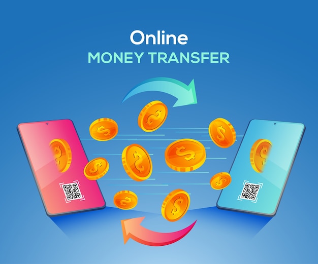 Illustrazione di trasferimento di denaro online