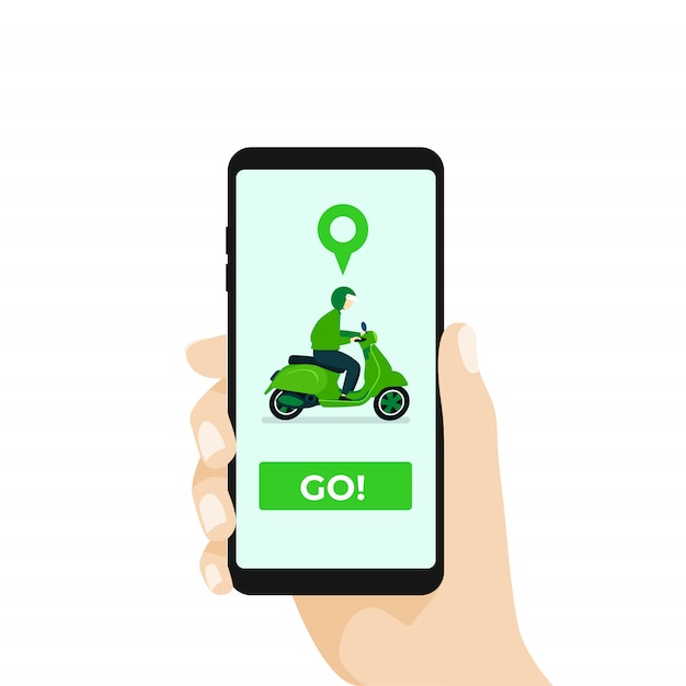 Trasporto di moto online con app per smartphone.