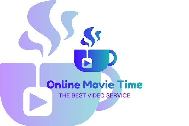 Modello di logo piatto di film online. produzione video, vlogging, idea del logo del servizio di produzione cinematografica