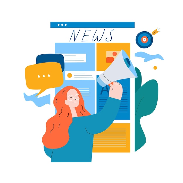 Vector online news content headlines news update news website electronic newspaper flat vector