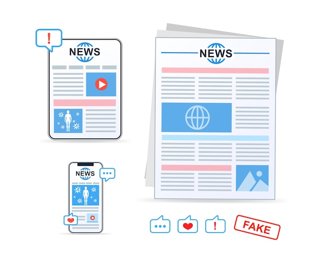 Online news newspaper news website flat vector illustration