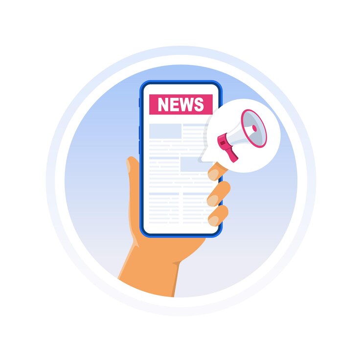 वेक्टर online news online reading news news website on phone screen phone with newspaper news site news webpage information about events activities vector illustrations