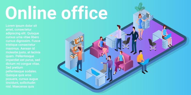 Online office Using the app on a smartphone for remote work Programs that help office workers