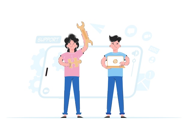 Online ondersteuningsconcept Goed voor websites apps en presentaties Trend vectorillustratie