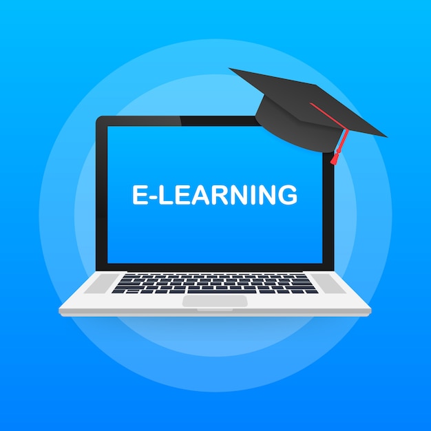 Online onderwijs concept banner. Online trainingen. Tutorials, e learning ..