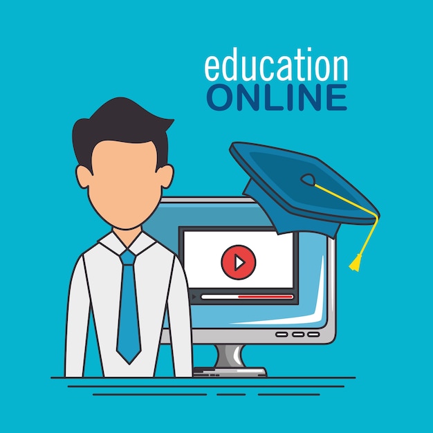 Online onderwijs en e-learning concept