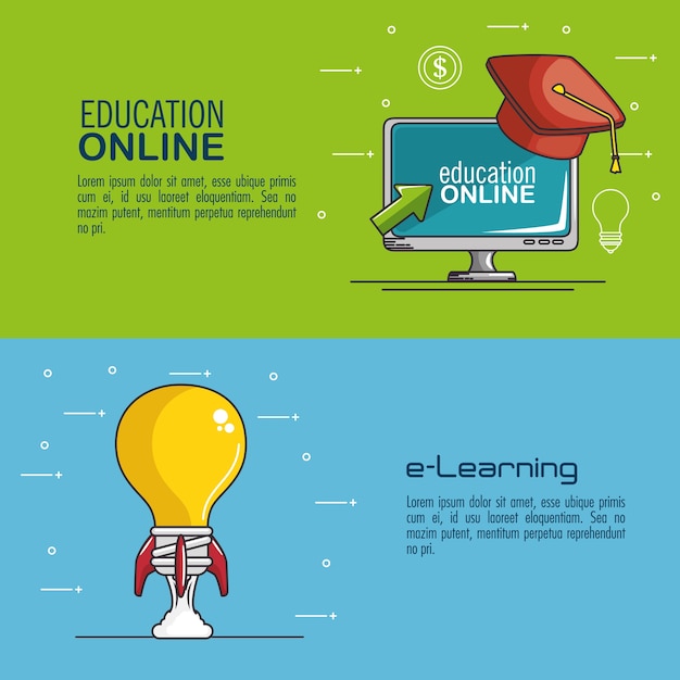 Online onderwijs en e-learning concept