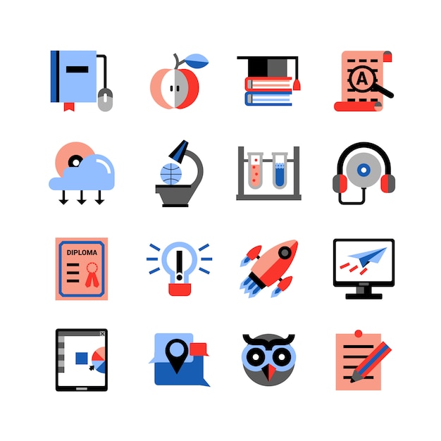 Online onderwijs icons set