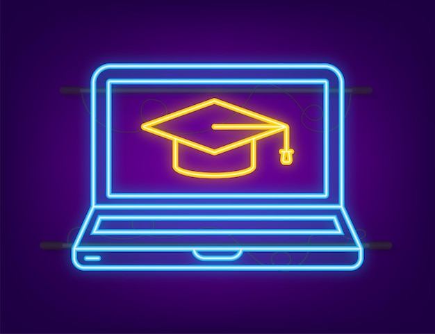Online onderwijs school neon icoon onderwijs laptop neon helder uithangbord