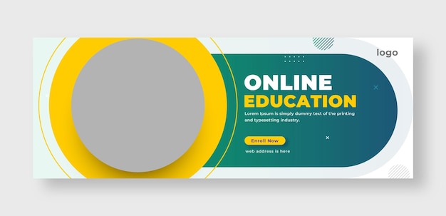 Vector online onderwijs sociale media facebook cover of web banner