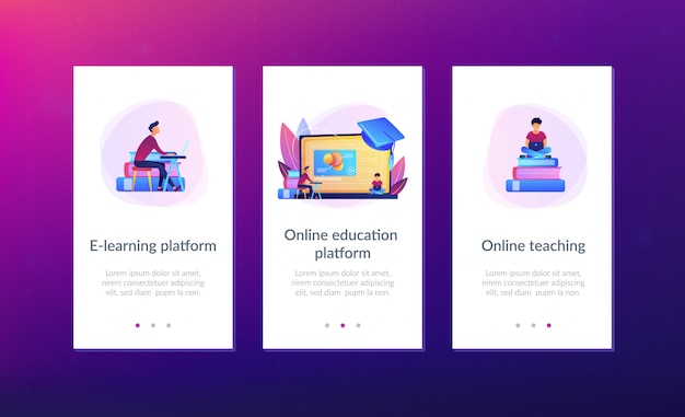 Vector online onderwijsplatform app-interfacemalplaatje.