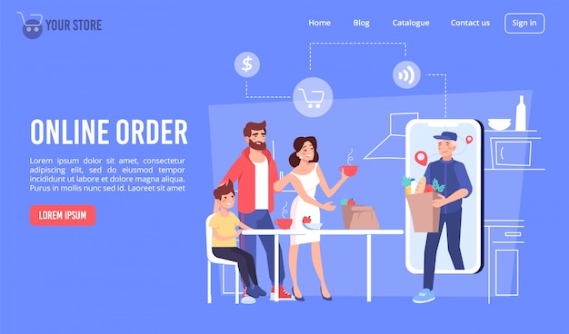 Online order food product via mobile landing page