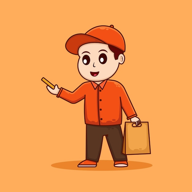 online order illustration a person carrying a bag of food