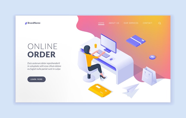 Online order landing page template