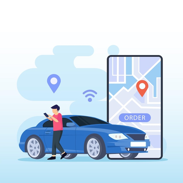 Online order mobile city transportation service illustration vector