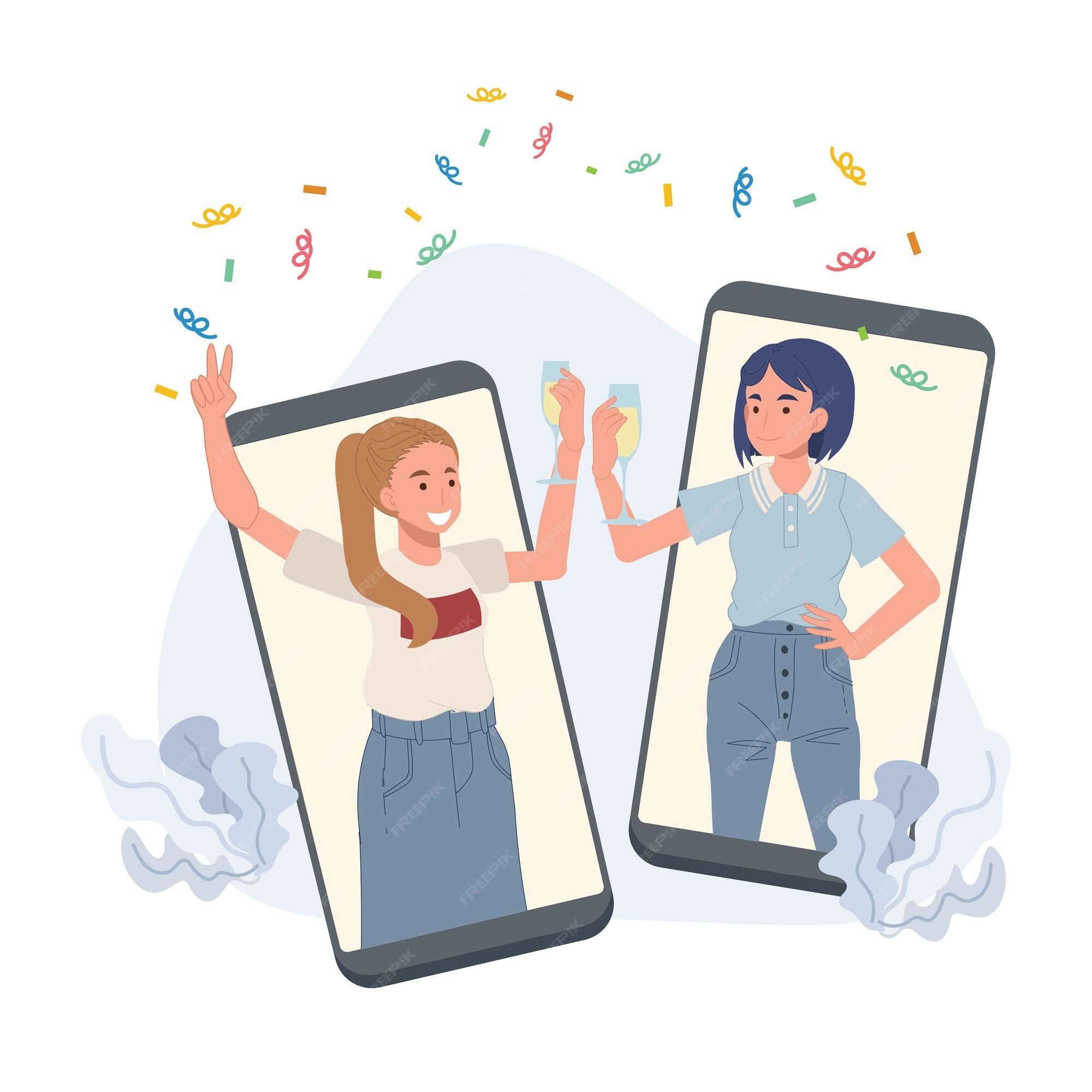 Chatting with friends concept icon. Online communication. Message friendly  reaction. Social media. Virtual friends support idea thin line illustration  Stock Vector Image & Art - Alamy