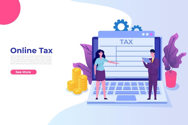 Vector online paying taxes, payment, invoice